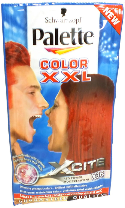 Schwarzkopf Palette Color XXL Xcite Hair Colour Dye Colours Sachet 6-8 Wash 25ml