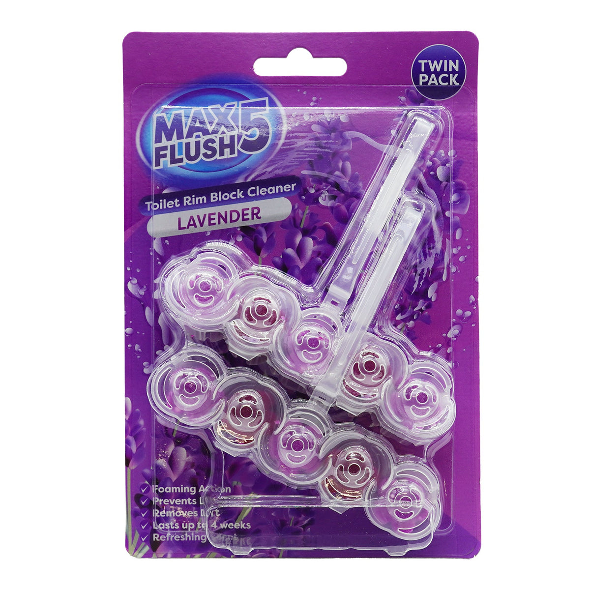 Max Flush 5 Rim Block 2x45g - Lavender