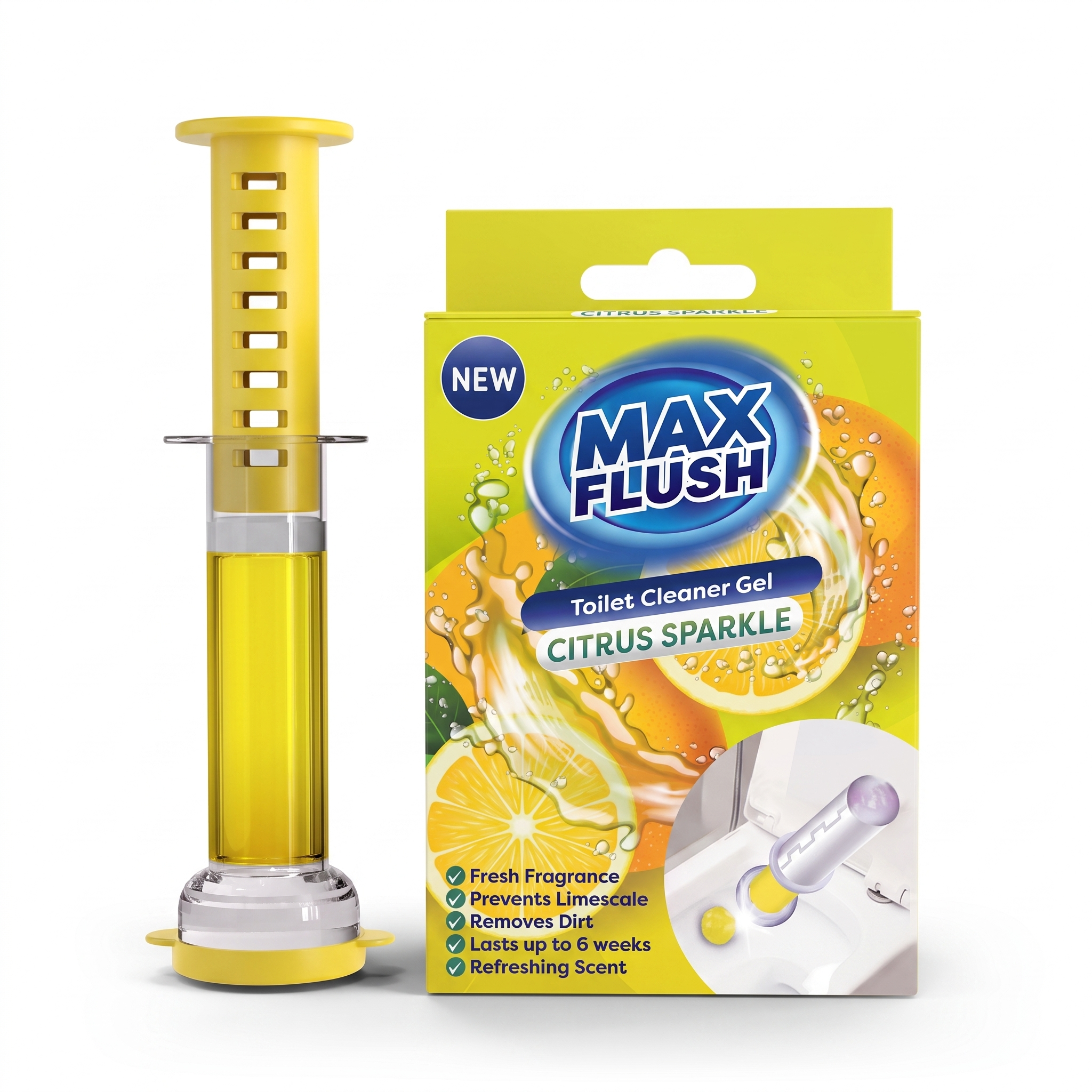 6x Max Flush Toilet Cleaner Gel  45ml  Lasting Up To 6 Weeks