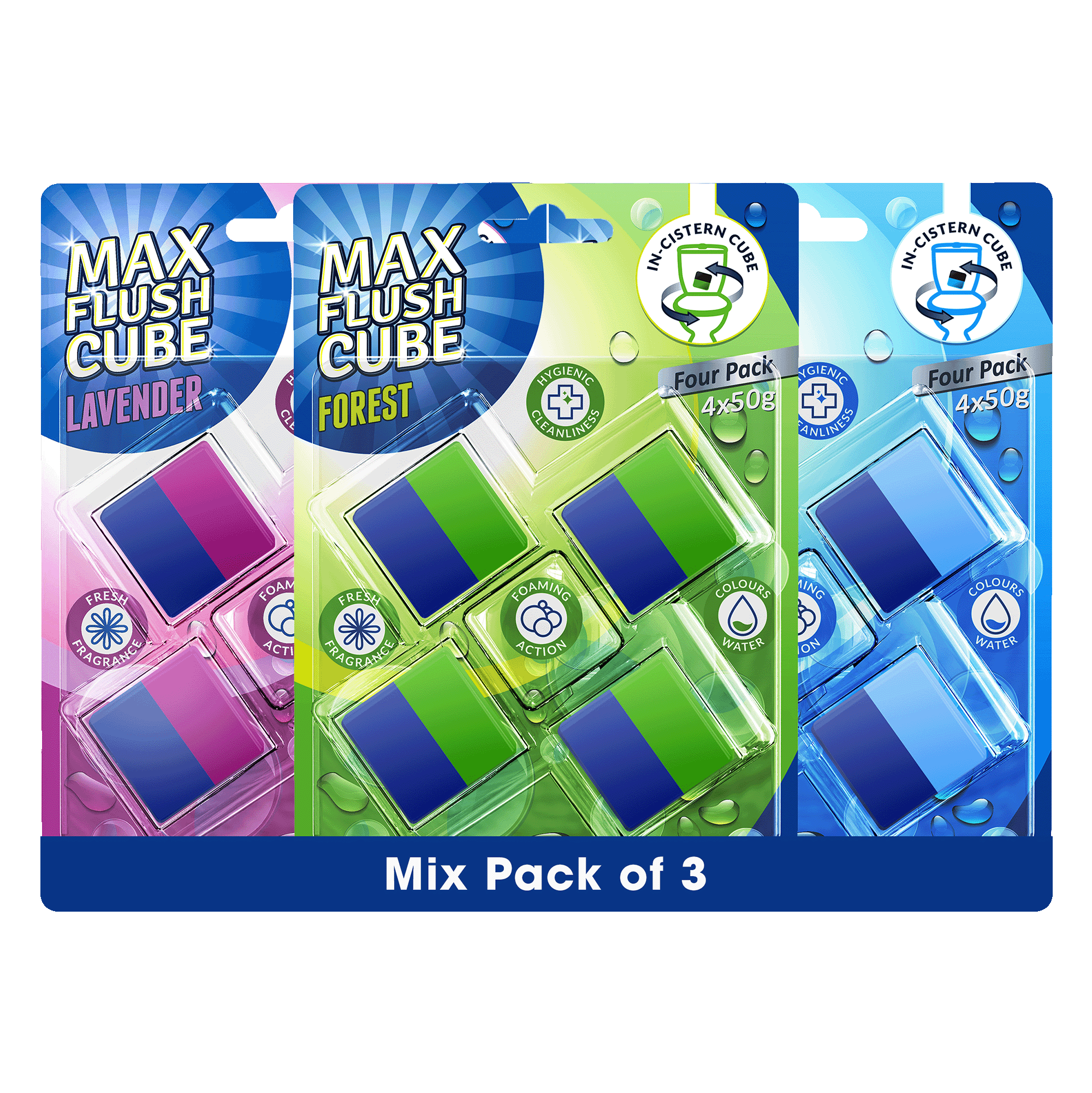 3x Max Flush InCistern Cube 4 Pack  4x50g