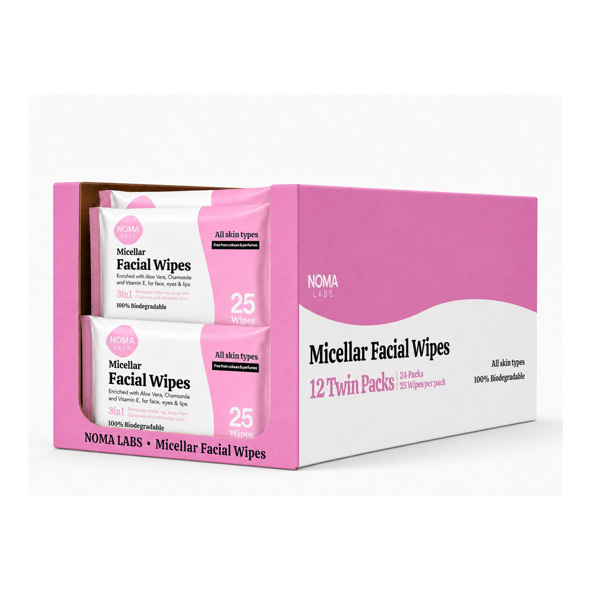 Noma Labs Twin Pack Micellar Facial Wipes 2x140g - 2x25 Wipes - image 2