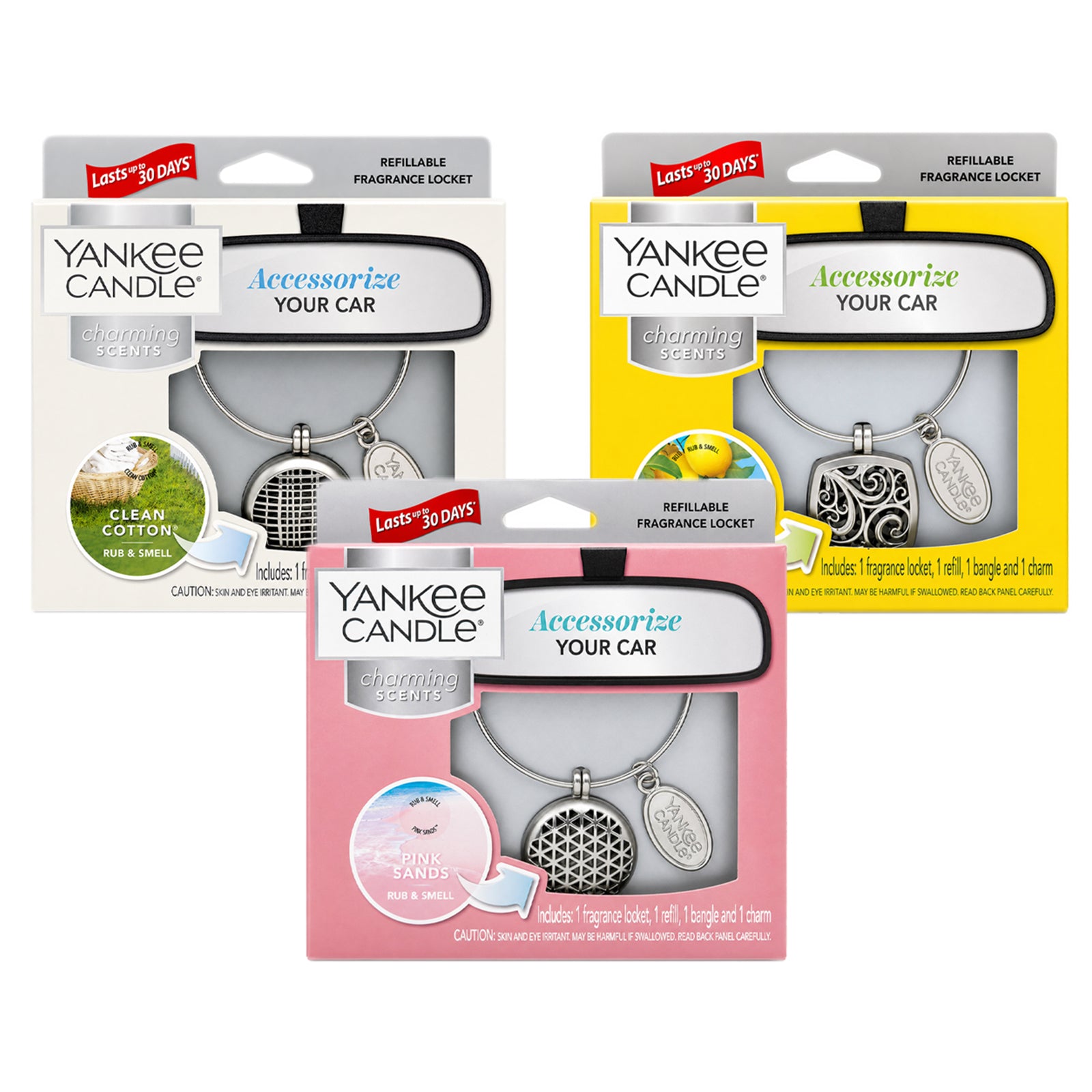 Yankee Candle Charming Scents Car Air Freshener Charms, Pack of 3, Long Lasting Fragrance