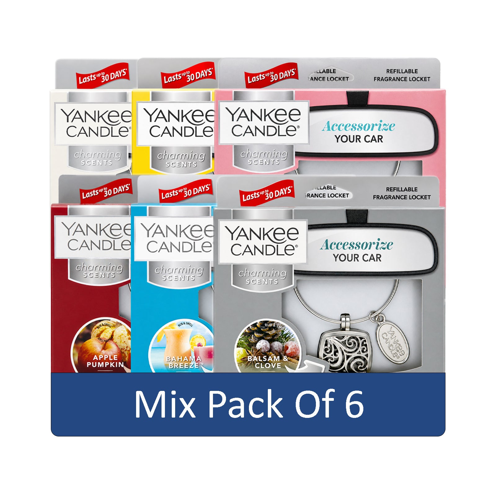 Yankee Candle Charming Scents Car Air Freshener Charms, Pack of 6, Long Lasting Fragrance