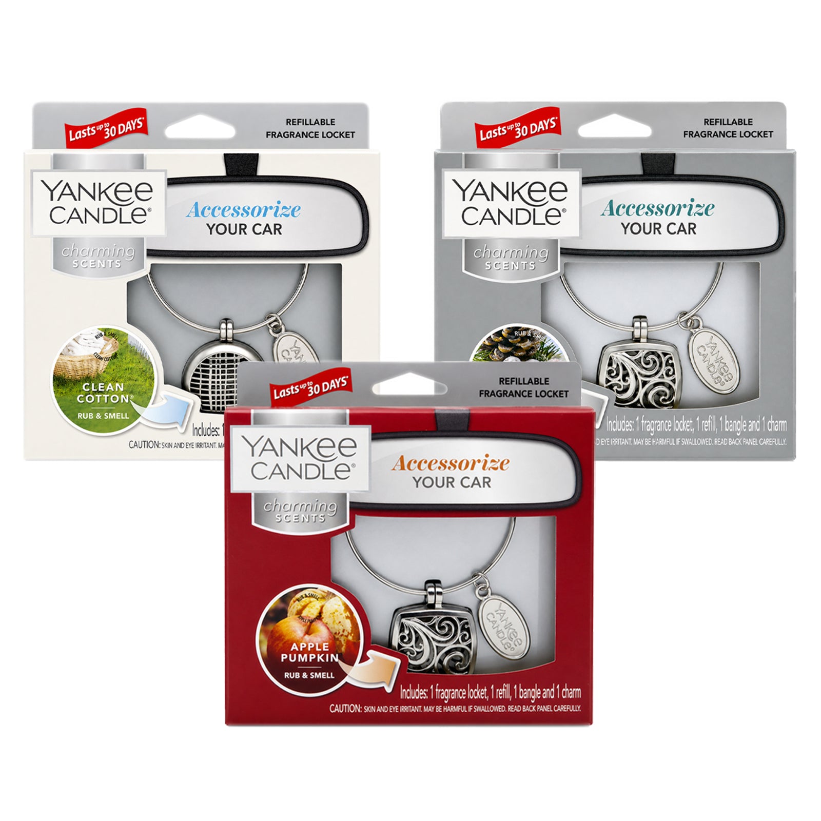 Yankee Candle Charming Scents Car Air Freshener Charms, Pack of 3, Long Lasting Fragrance