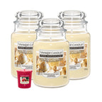 3x Yankee Candle Large Glass Jar 538g - Glistening Christmas - With Free Votive