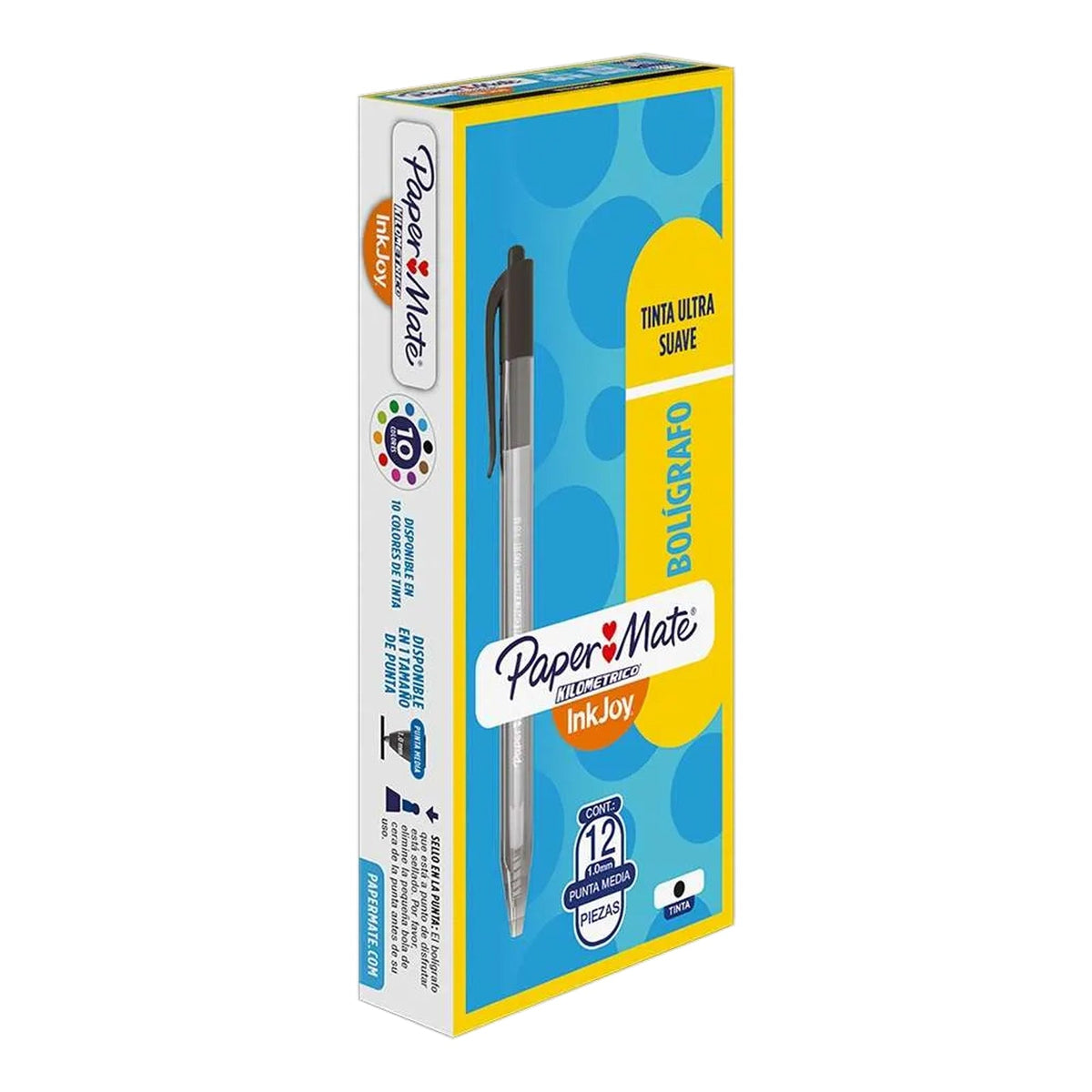 Paper Mate 100RT 1.0M Retractable Pens (Pack of 12) - Black