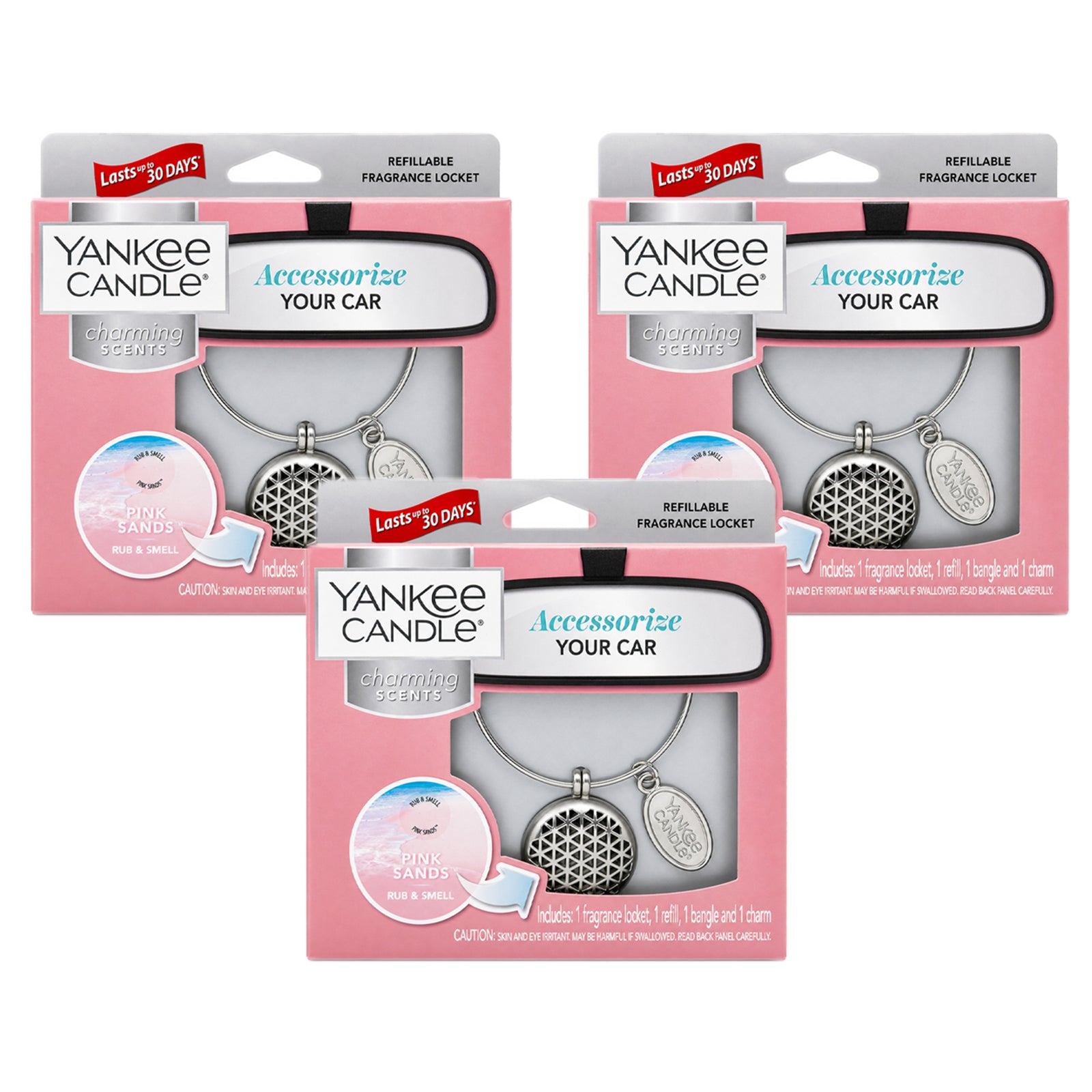 Yankee Candle Charming Scents Car Air Freshener Charms, Pack of 3, Long Lasting Fragrance