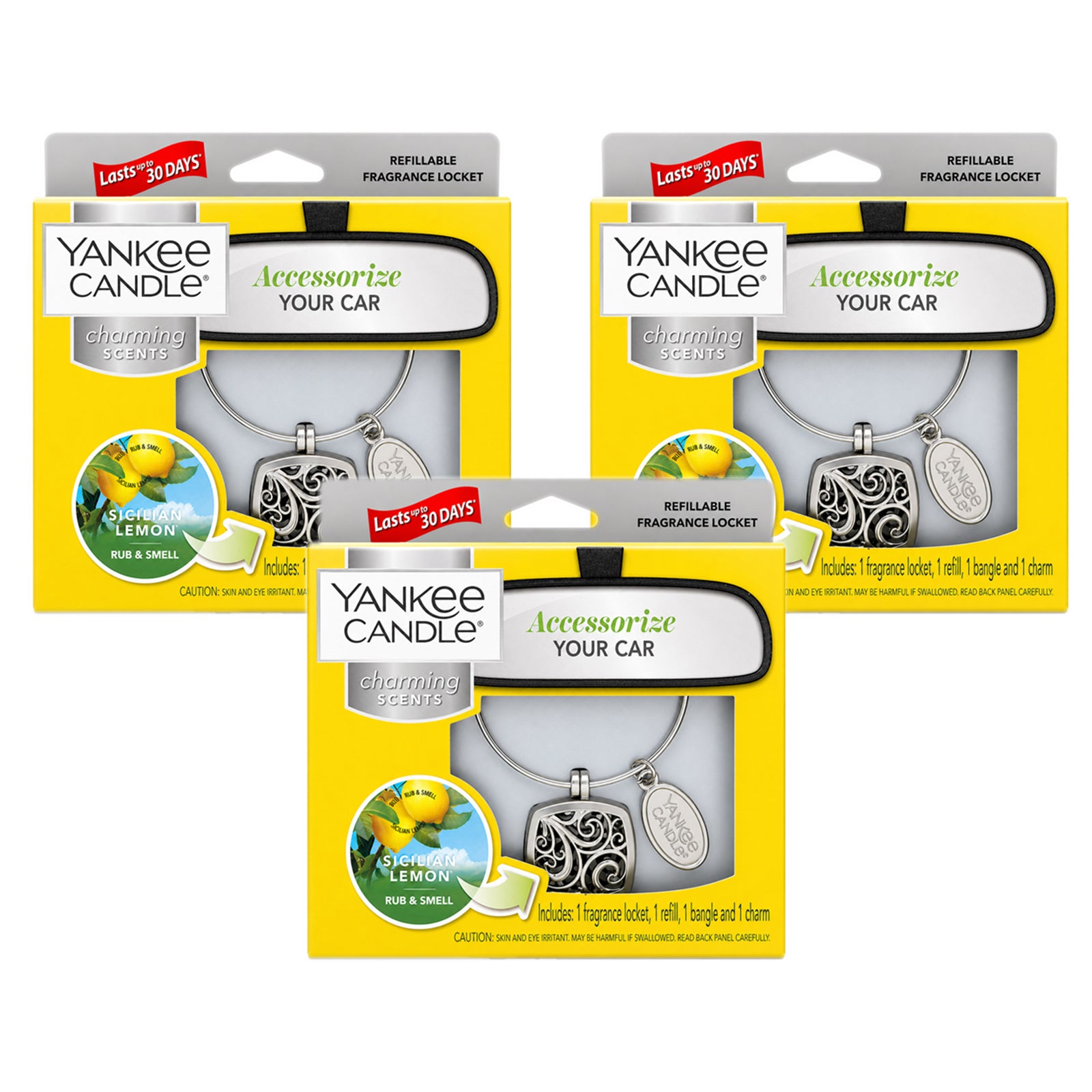 Yankee Candle Charming Scents Car Air Freshener Charms, Pack of 3, Long Lasting Fragrance