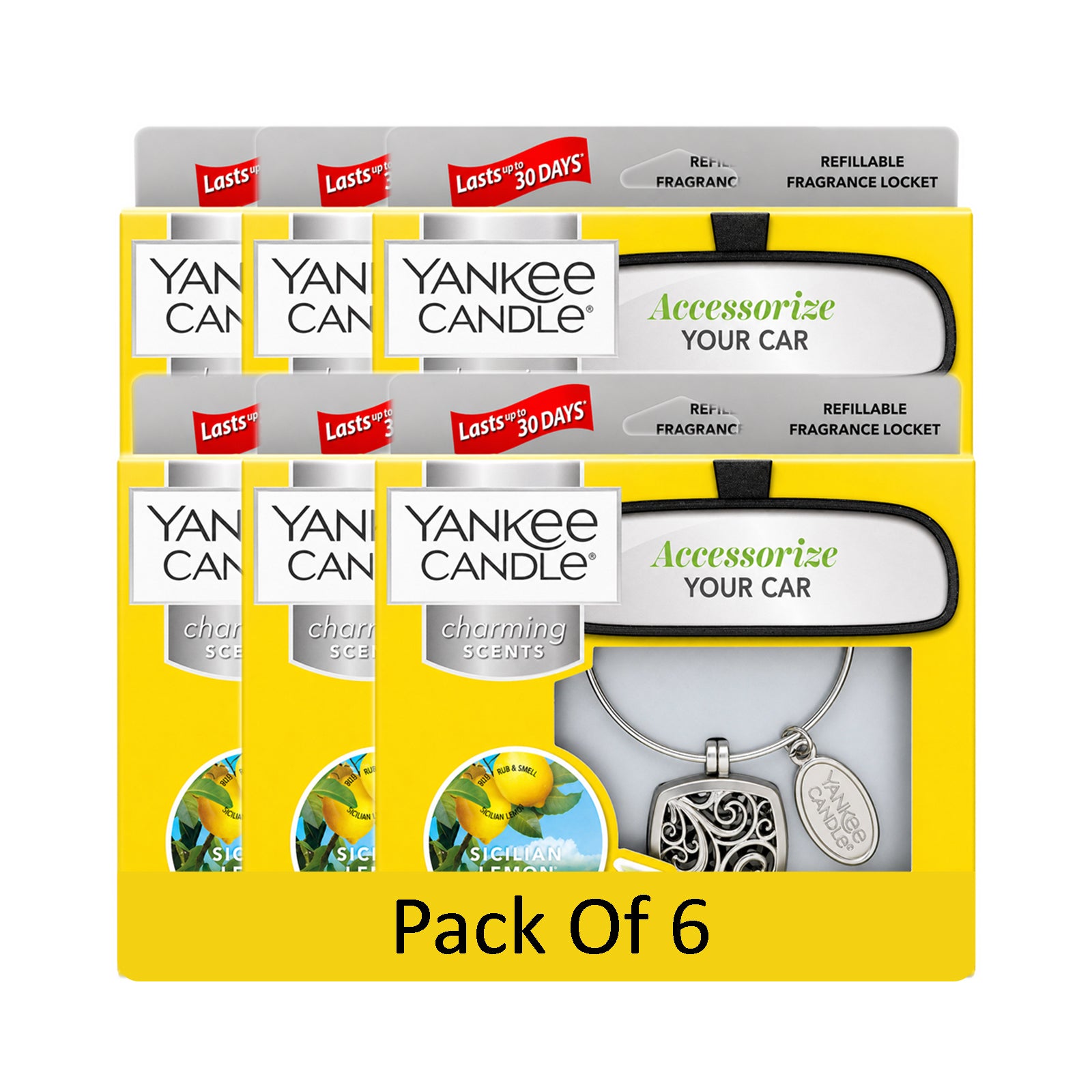 Yankee Candle Charming Scents Car Air Freshener Charms, Pack of 6, Long Lasting Fragrance