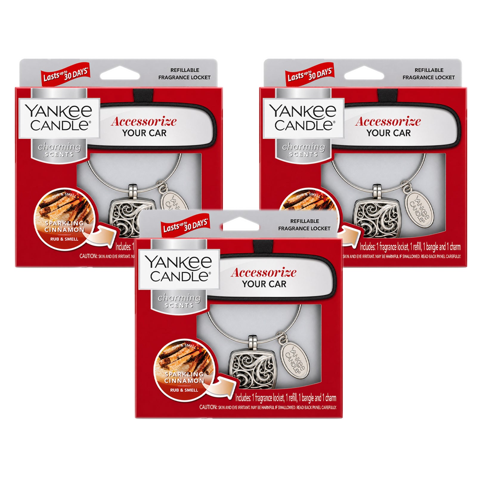 Yankee Candle Charming Scents Car Air Freshener Charms, Pack of 3, Long Lasting Fragrance