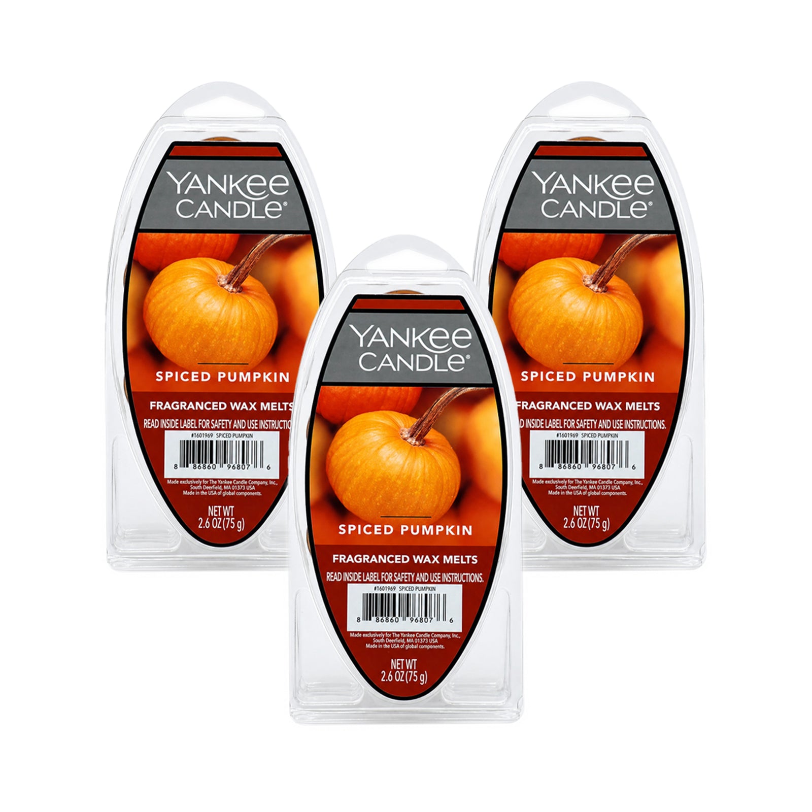 3x Yankee Candle Wax Melts Tarts 18 Cubes  3x75g  Spiced Pumpkin