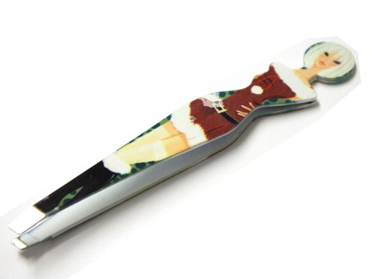 J&D Diva Professional Eyebrow Tweezers Slant Tip Hair Plucker Character Design