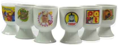 3,6,12 X Set Boiled Egg Cups Ceramic Cartoon Characters Kids Design Breakfast