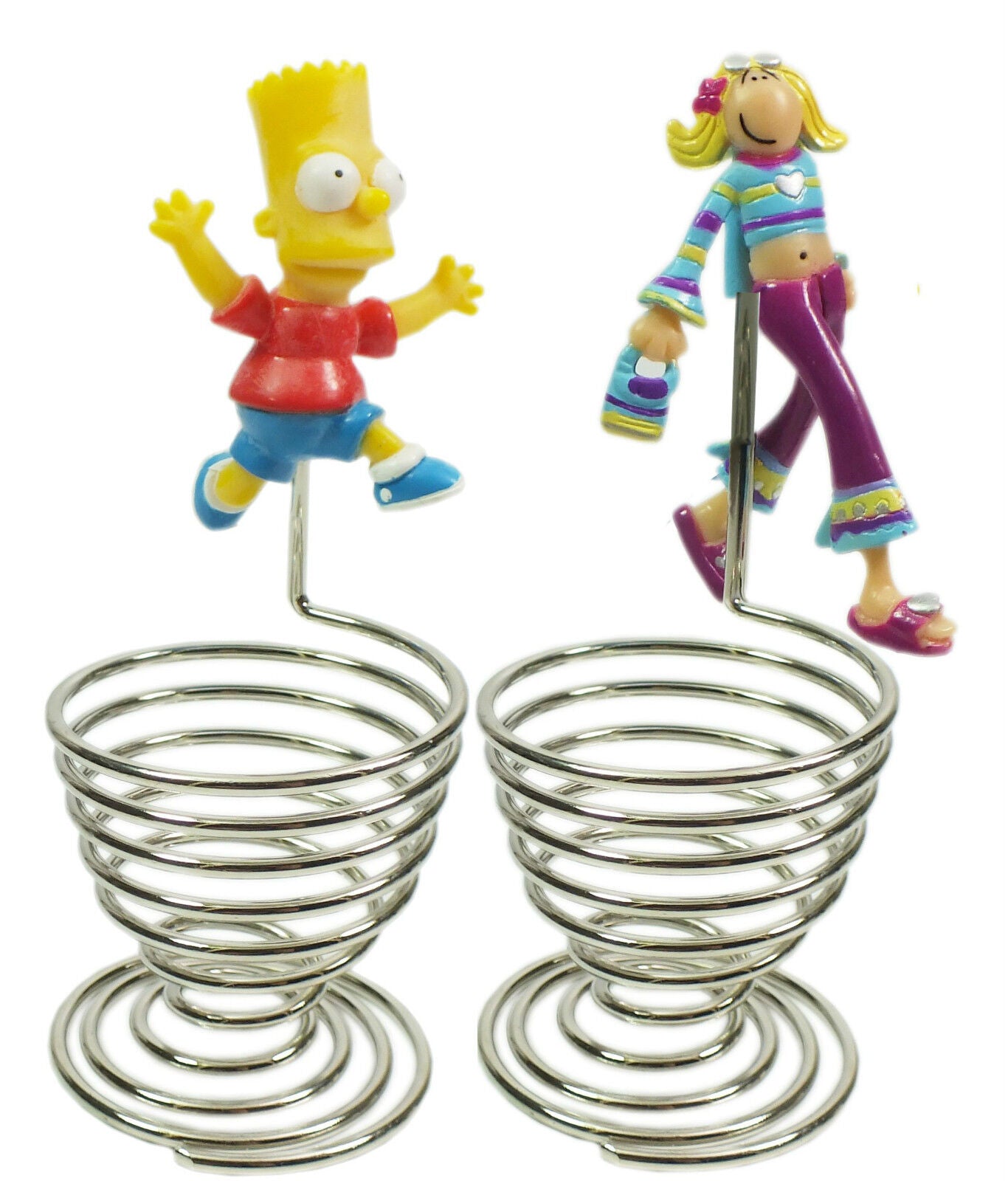 3D Bart Simpsons Groovy Chick TV Series Characters Chrome Finish Wire Egg Cups