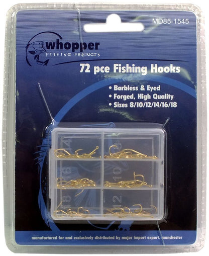 Whopper 72 Pieces Forged Fishing Hooks Fish Tackle Size 8/10/12/14/16/18