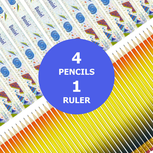 4,16,48,100 HB Pencils with Rubber Tip & Ruler Boys Kids Exam School Stationery