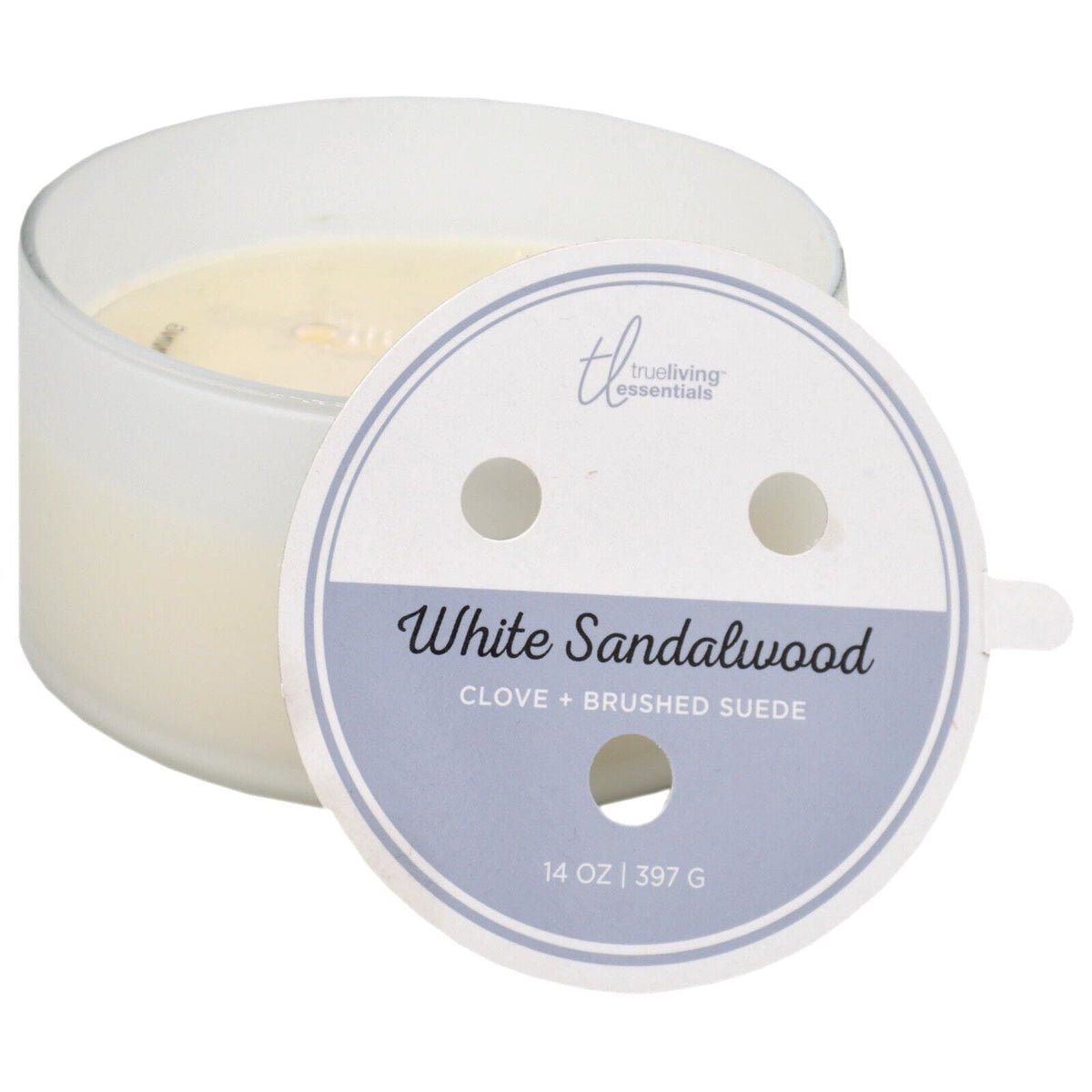True Living 14oz/397g Glass Jar - White Sandalwood
