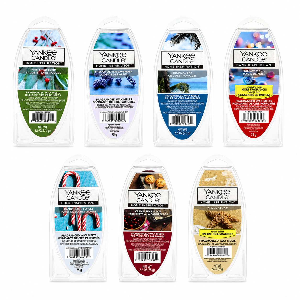 5 Mixed Yankee Candle Fragranced Wax Melts  (30 Cubes)