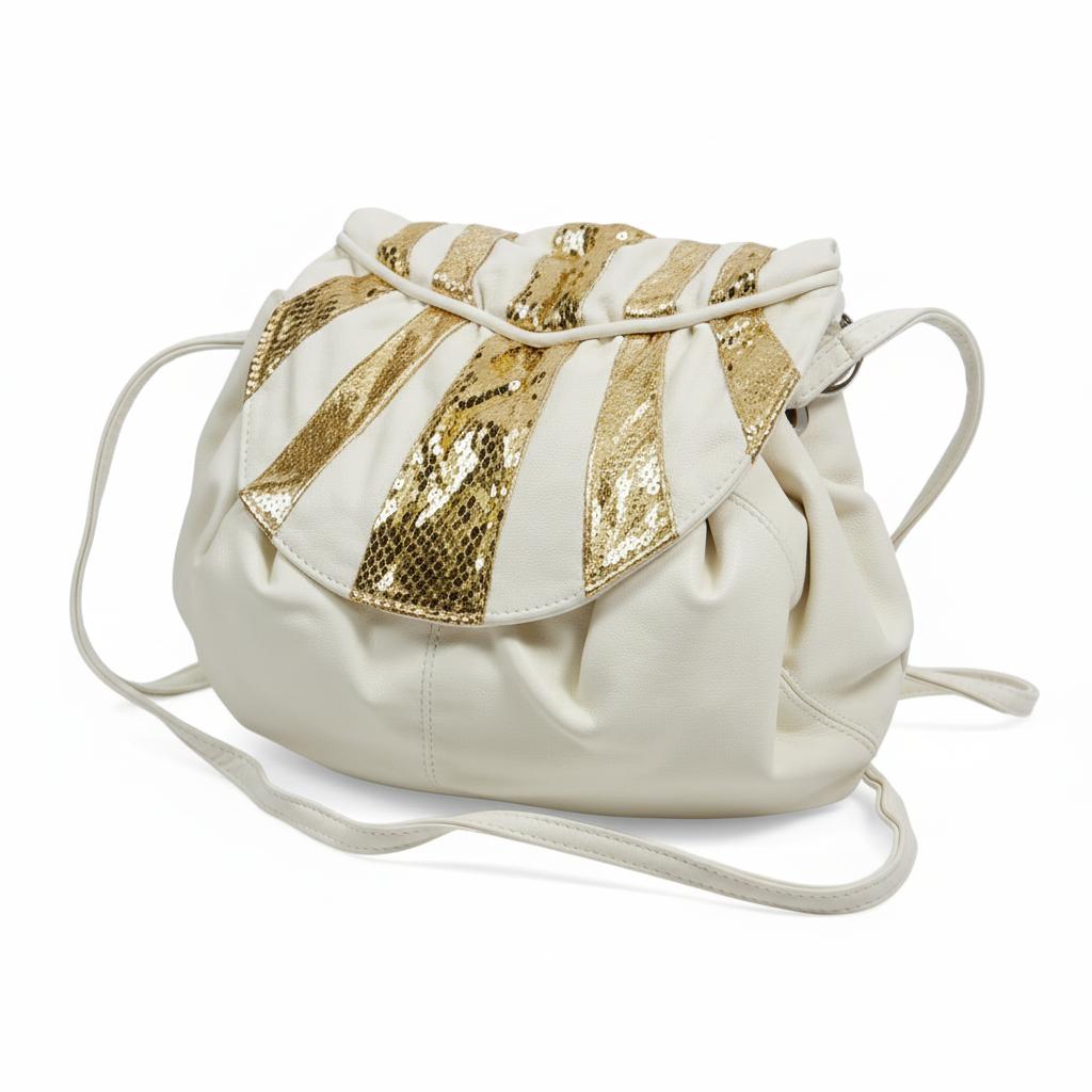 "Bjeanette" Ivory & Gold Womens Designer Handbag - Ladies Shoulder Handbag