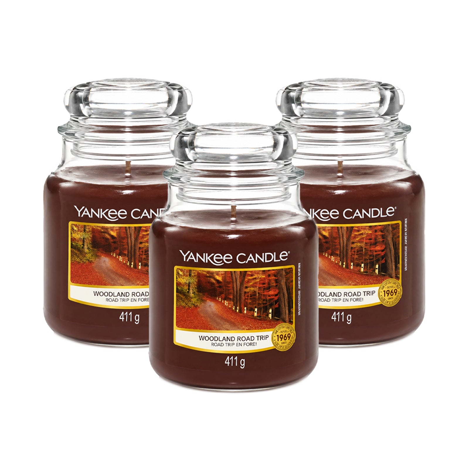 3x Yankee Candle - Scented Candle - Woodland Road Trip - 411g