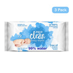 3 PACKS AQUA CLEAN BABY WIPES 99% WATER (72 WIPES PER PACK) BIODEGRADABLE