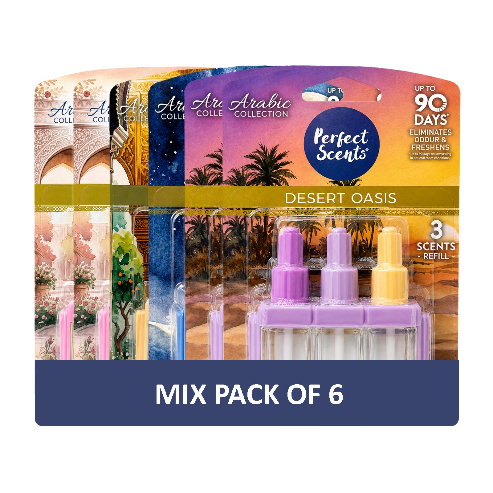 6x Perfect Scents 3 Scents Air Freshener Refill - Compatible with 3volution - 3x20ml Per Pack - 18x20ml (120ml) Total