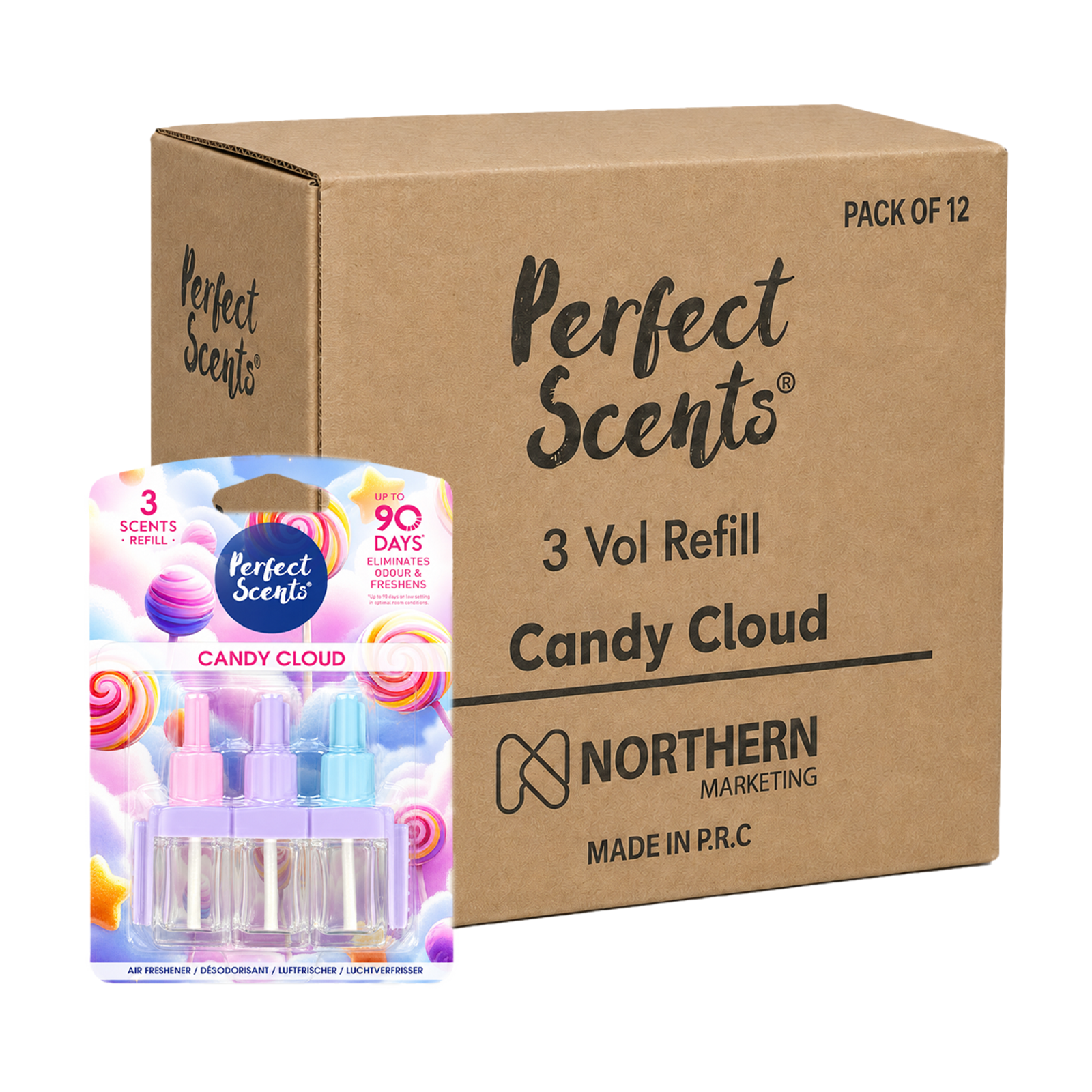 12x Perfect Scents 3 Scents Air Freshener Refill - Compatible with 3volution - 3x20ml Per Pack - 36x20ml (240ml) Total