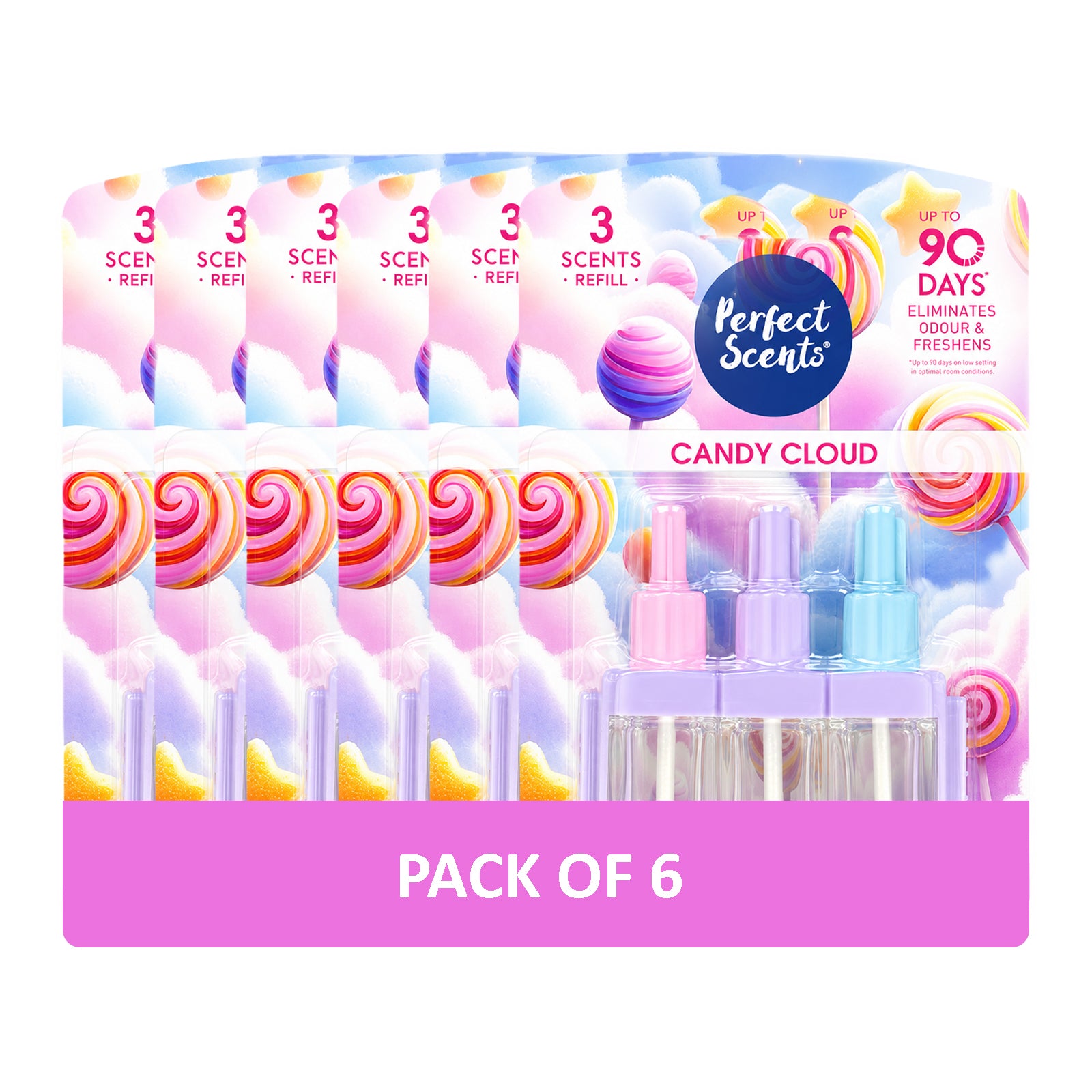 6x Perfect Scents 3 Scents Air Freshener Refill - Compatible with 3volution - 3x20ml Per Pack - 18x20ml (120ml) Total
