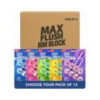 12x Max Flush Toilet Rim Block Cleaner - 2x50g Per Pack - 24x50g (1.2kg) Total