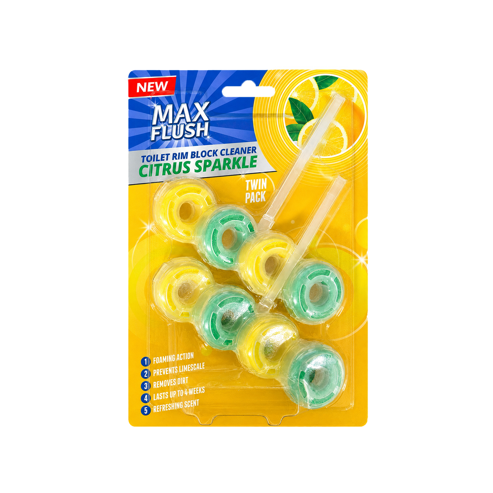 6x Max Flush Toilet Rim Block Cleaner - 2x50g Per Pack - 12x50g (600g) Total