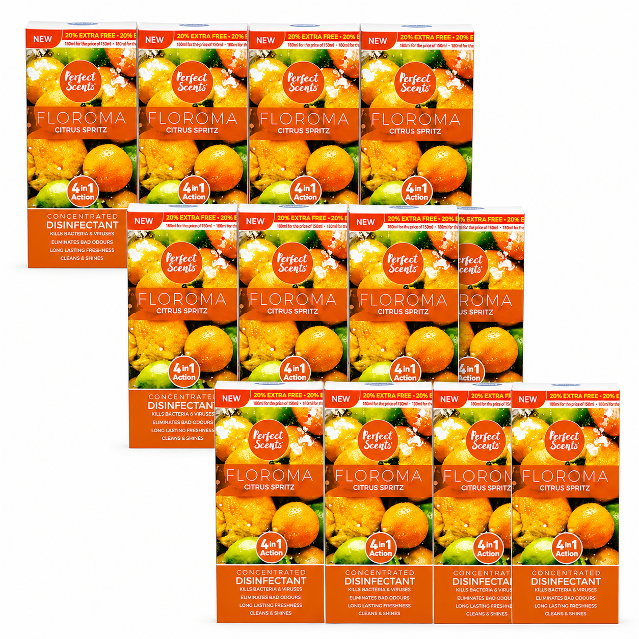 12x Perfect Scents Floroma Disinfectant Liquid  180ml