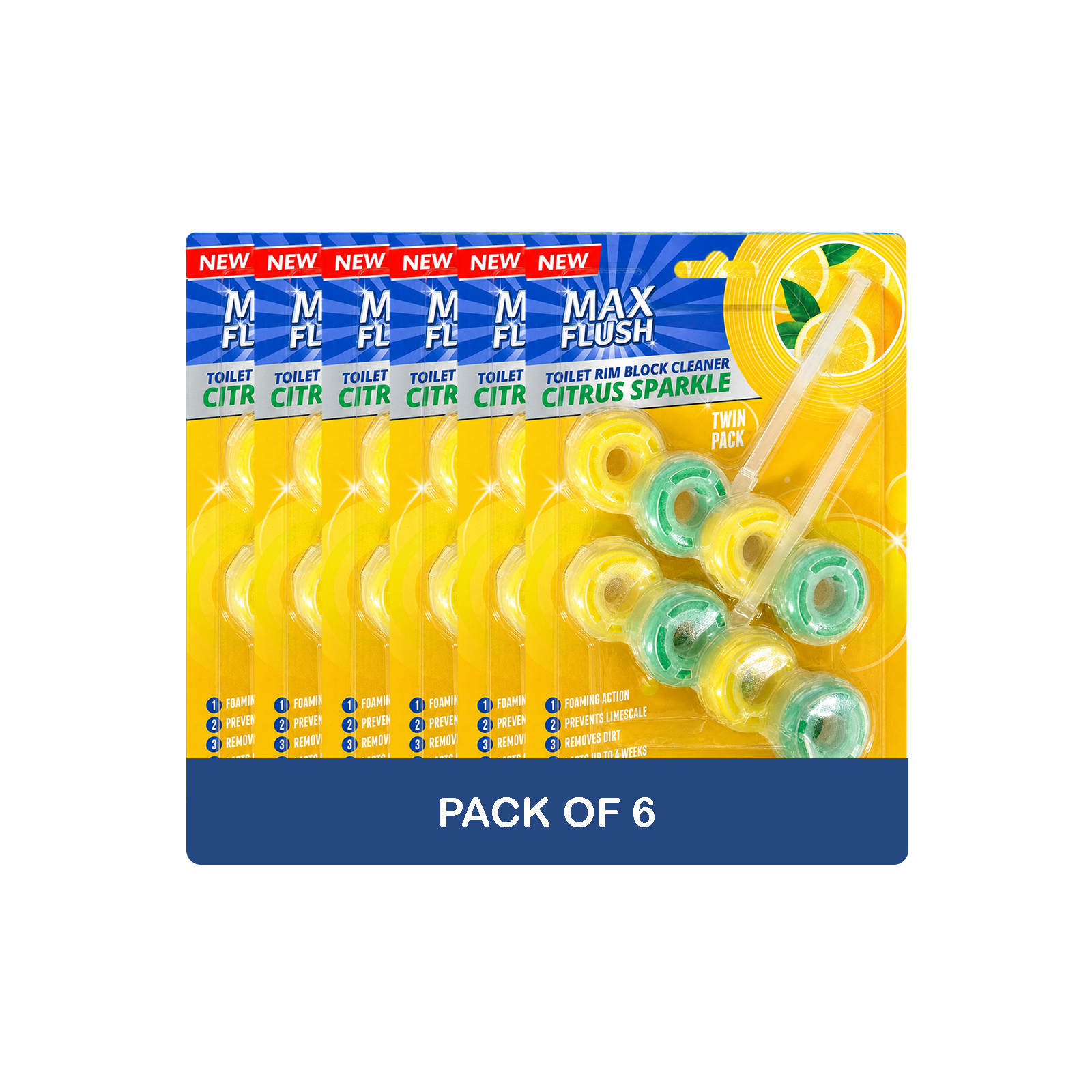 6x Max Flush Toilet Rim Block Cleaner - 2x50g Per Pack - 12x50g (600g) Total