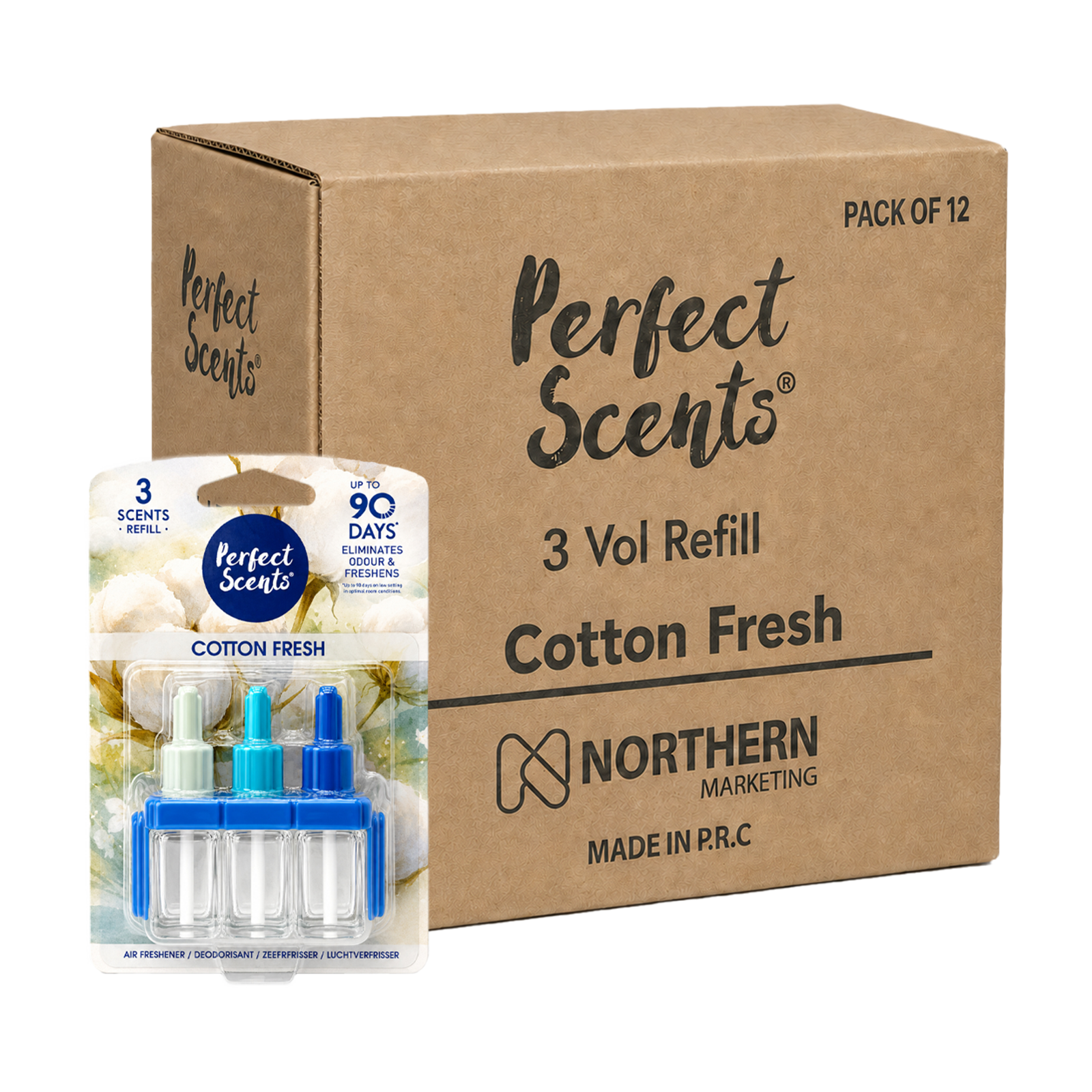 12x Perfect Scents 3 Scents Air Freshener Refill - Compatible with 3volution - 3x20ml Per Pack - 36x20ml (240ml) Total