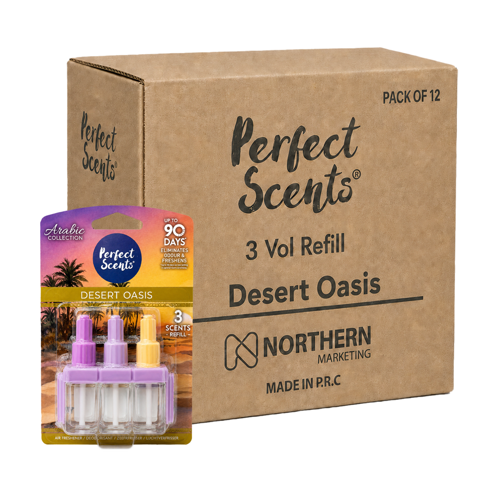 12x Perfect Scents 3 Scents Air Freshener Refill - Compatible with 3volution - 3x20ml Per Pack - 36x20ml (240ml) Total