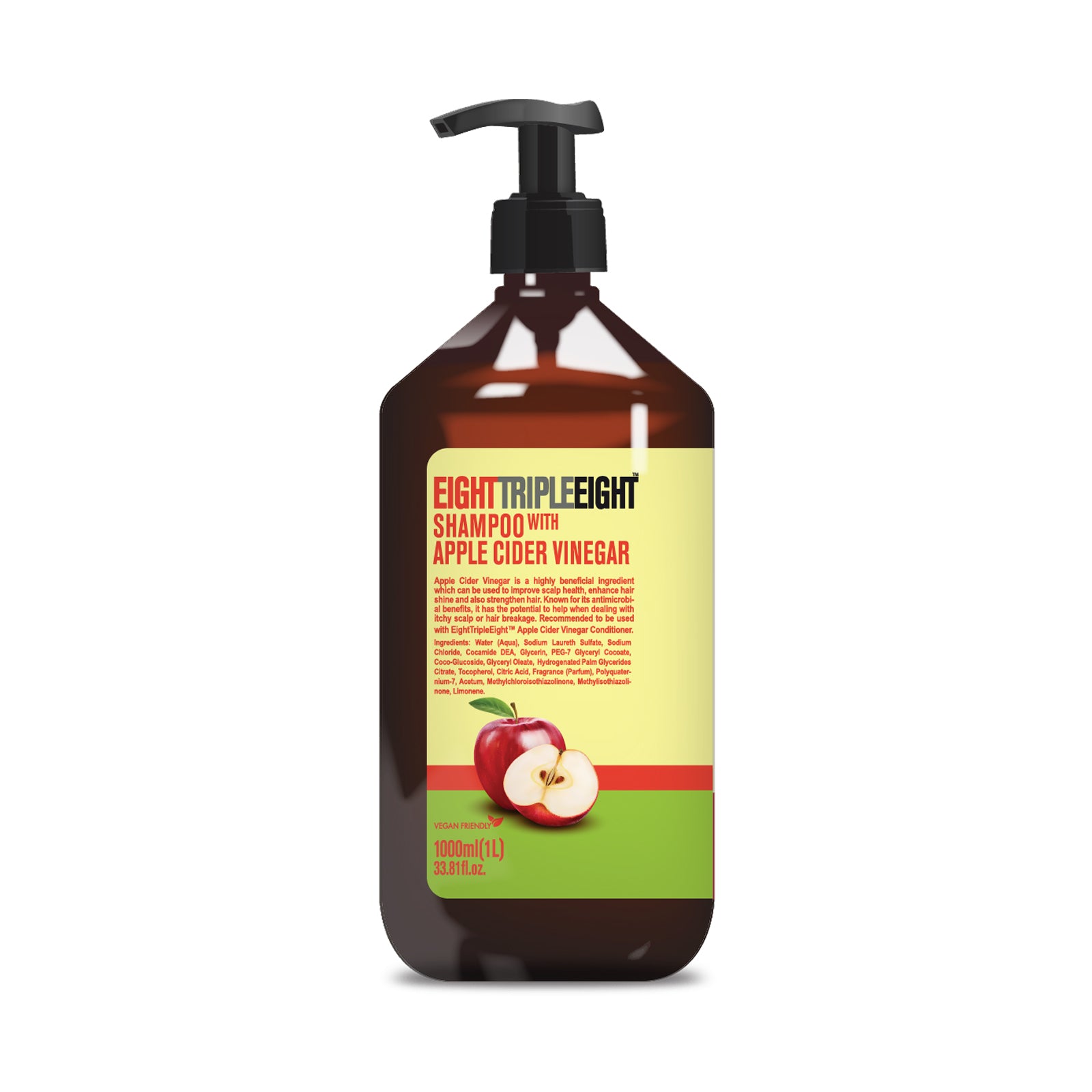Eight Triple Eight Shampoo 1L, Gentle Cleansing Formula for All Hair Types, Everyday Hair Care