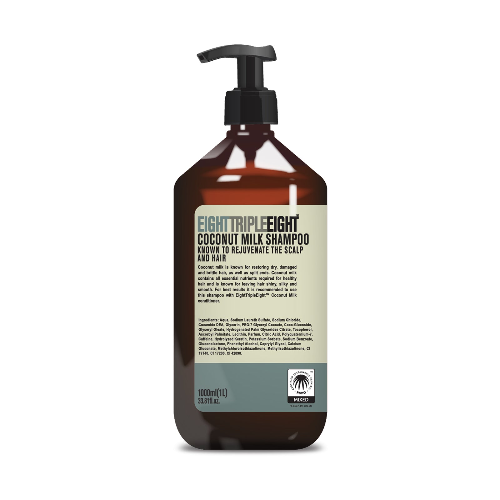 Eight Triple Eight Shampoo 1L, Gentle Cleansing Formula for All Hair Types, Everyday Hair Care