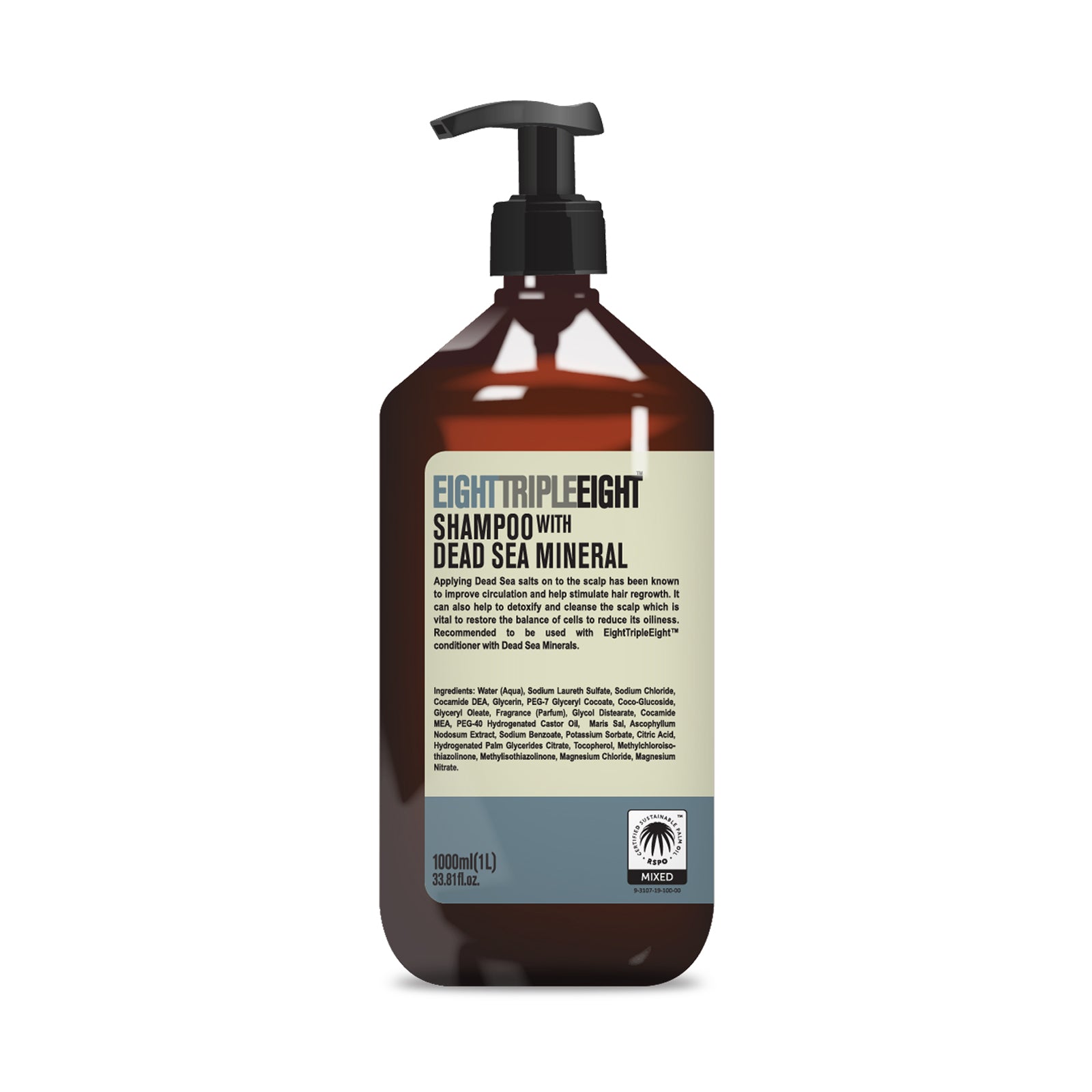 Eight Triple Eight Shampoo 1L, Gentle Cleansing Formula for All Hair Types, Everyday Hair Care