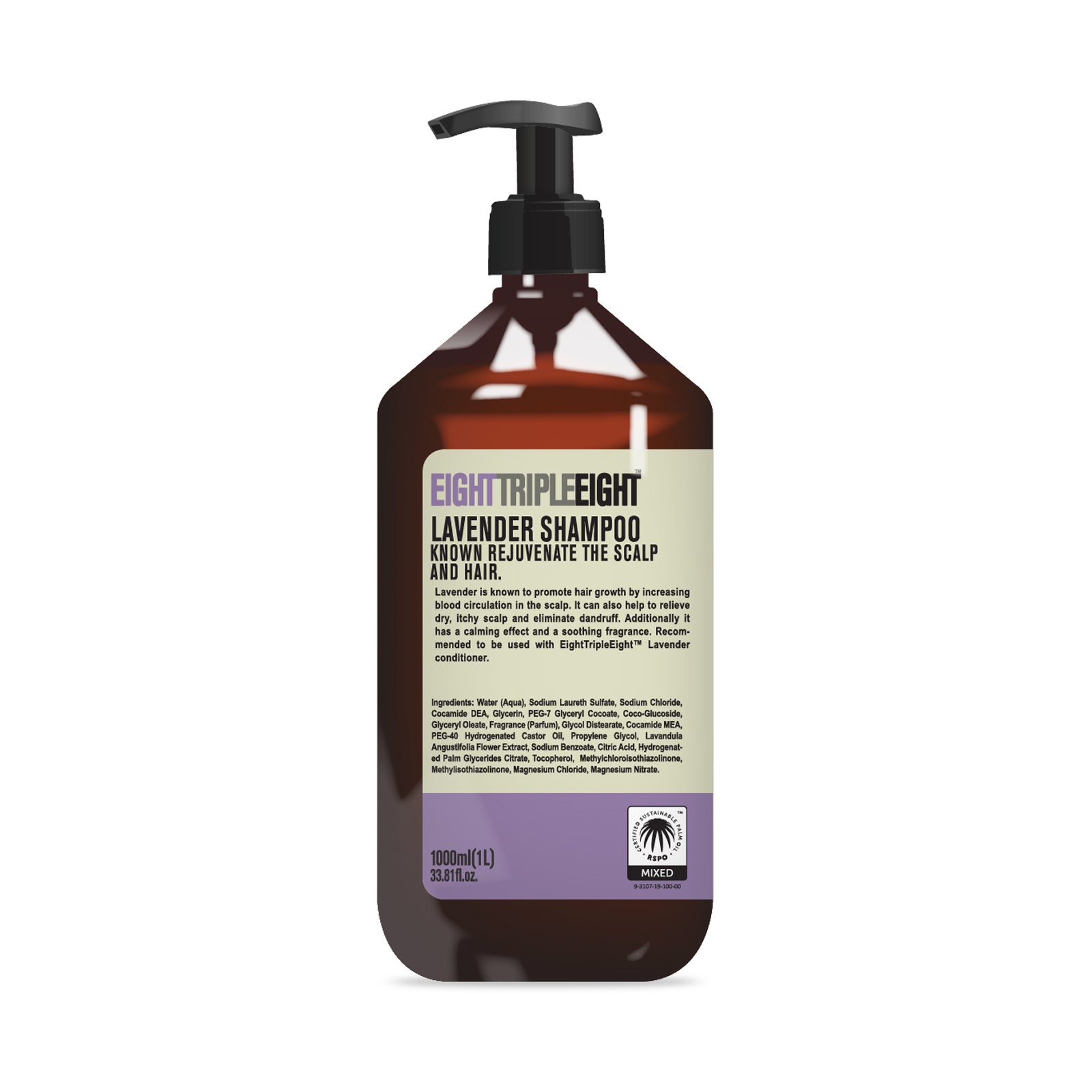 Eight Triple Eight Shampoo 1L, Gentle Cleansing Formula for All Hair Types, Everyday Hair Care