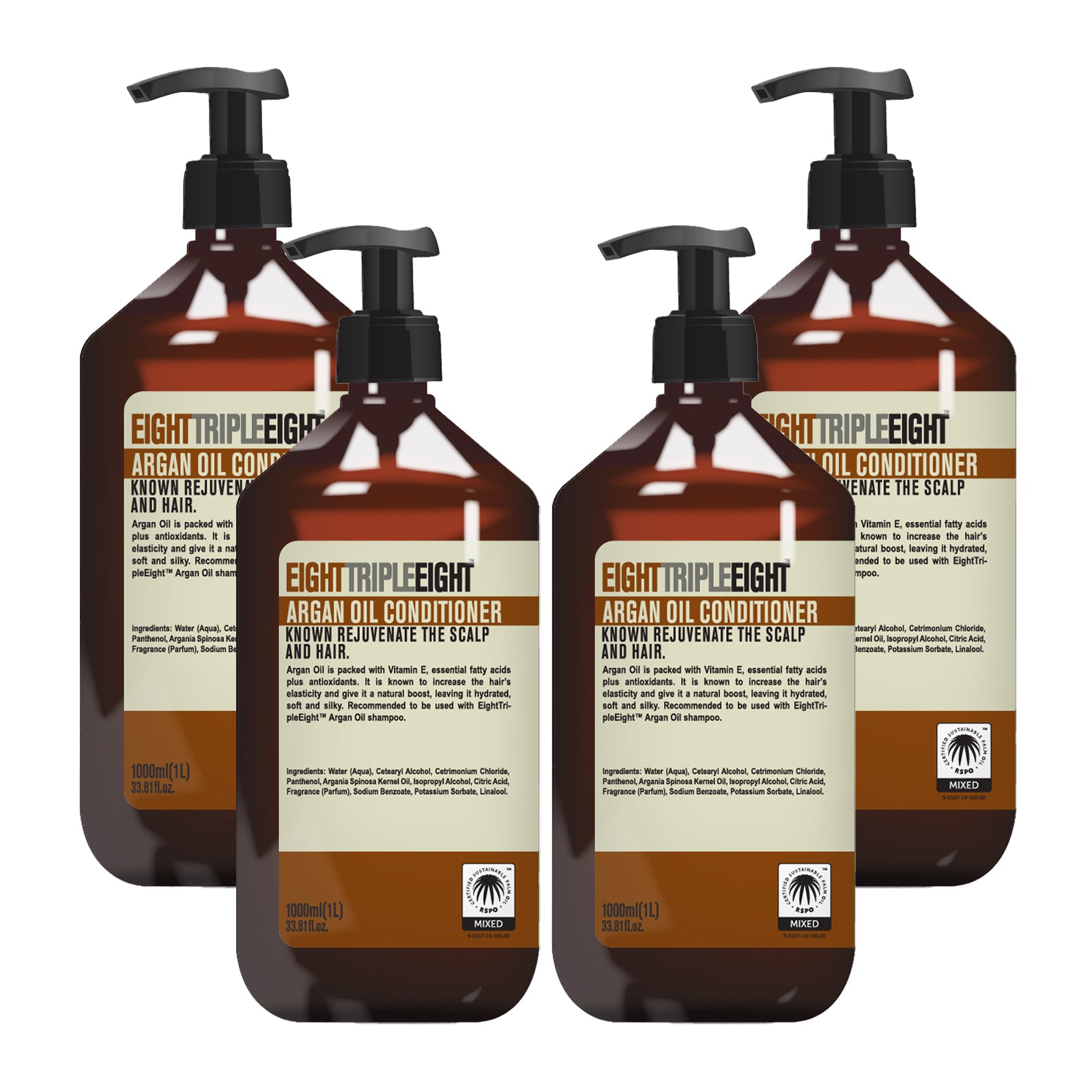 Eight Triple Eight Hair Care Pack of 4, Shampoo or Conditioner or Set, All Hair Types, Everyday Hair Care