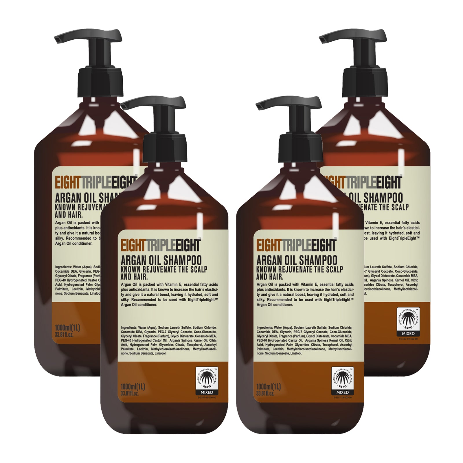 Eight Triple Eight Hair Care Pack of 4, Shampoo or Conditioner or Set, All Hair Types, Everyday Hair Care