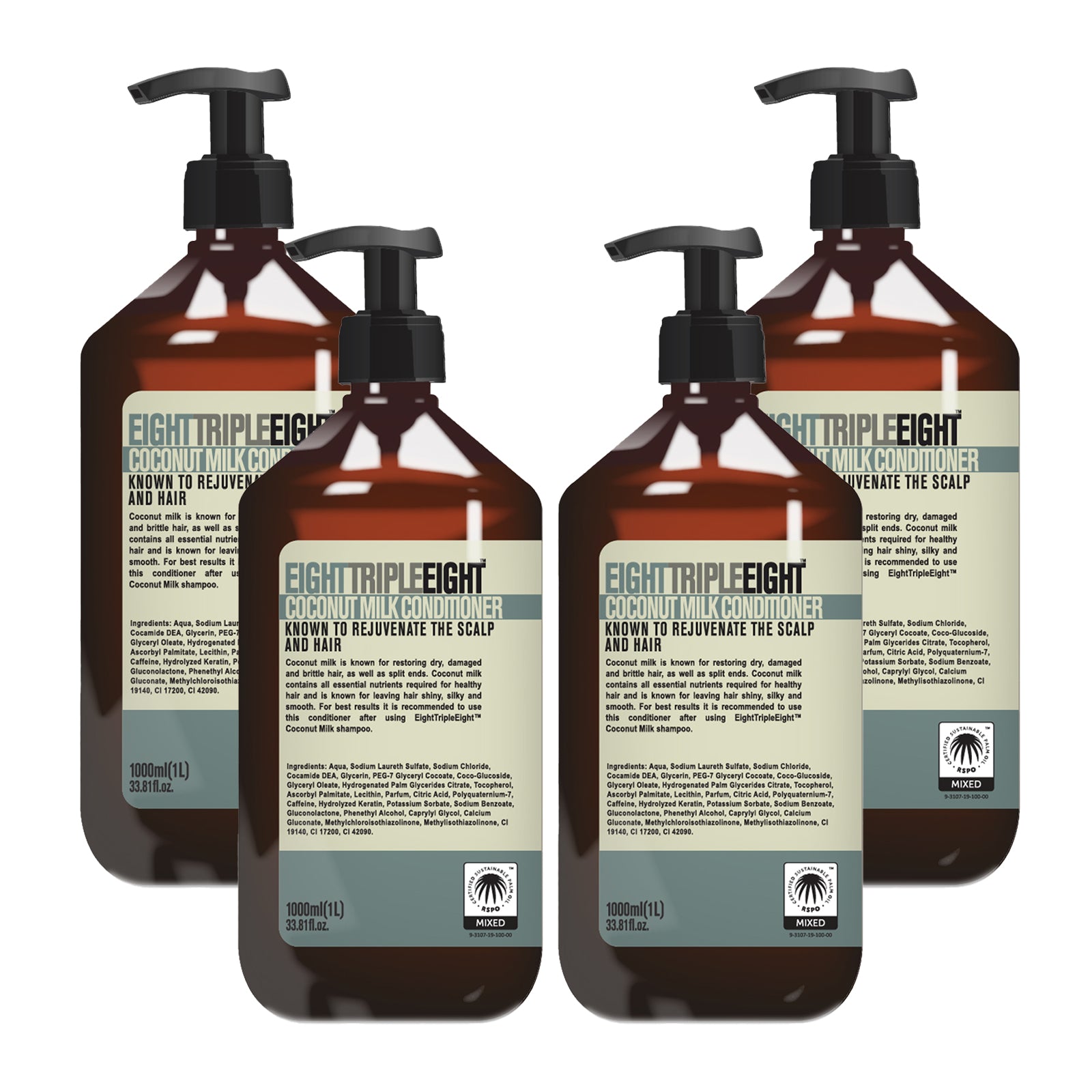 Eight Triple Eight Hair Care Pack of 4, Shampoo or Conditioner or Set, All Hair Types, Everyday Hair Care