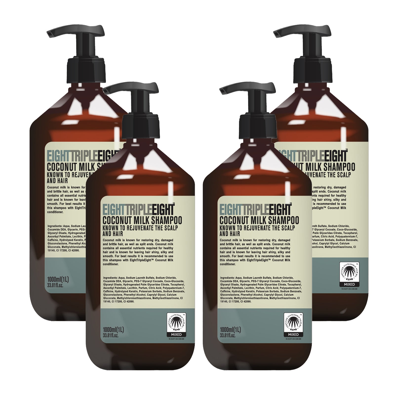 Eight Triple Eight Hair Care Pack of 4, Shampoo or Conditioner or Set, All Hair Types, Everyday Hair Care