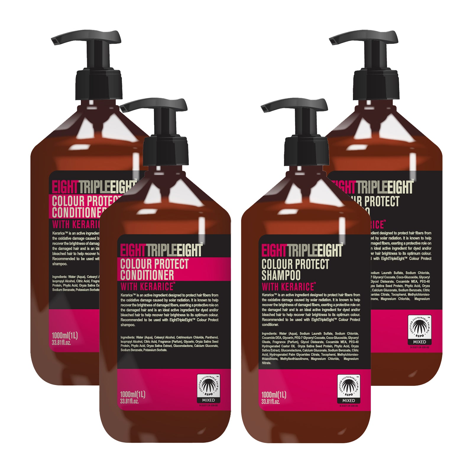 EightTripleEight Colour Protect With Kerarice Set 2x Shampoo & 2x Conditioner 1L