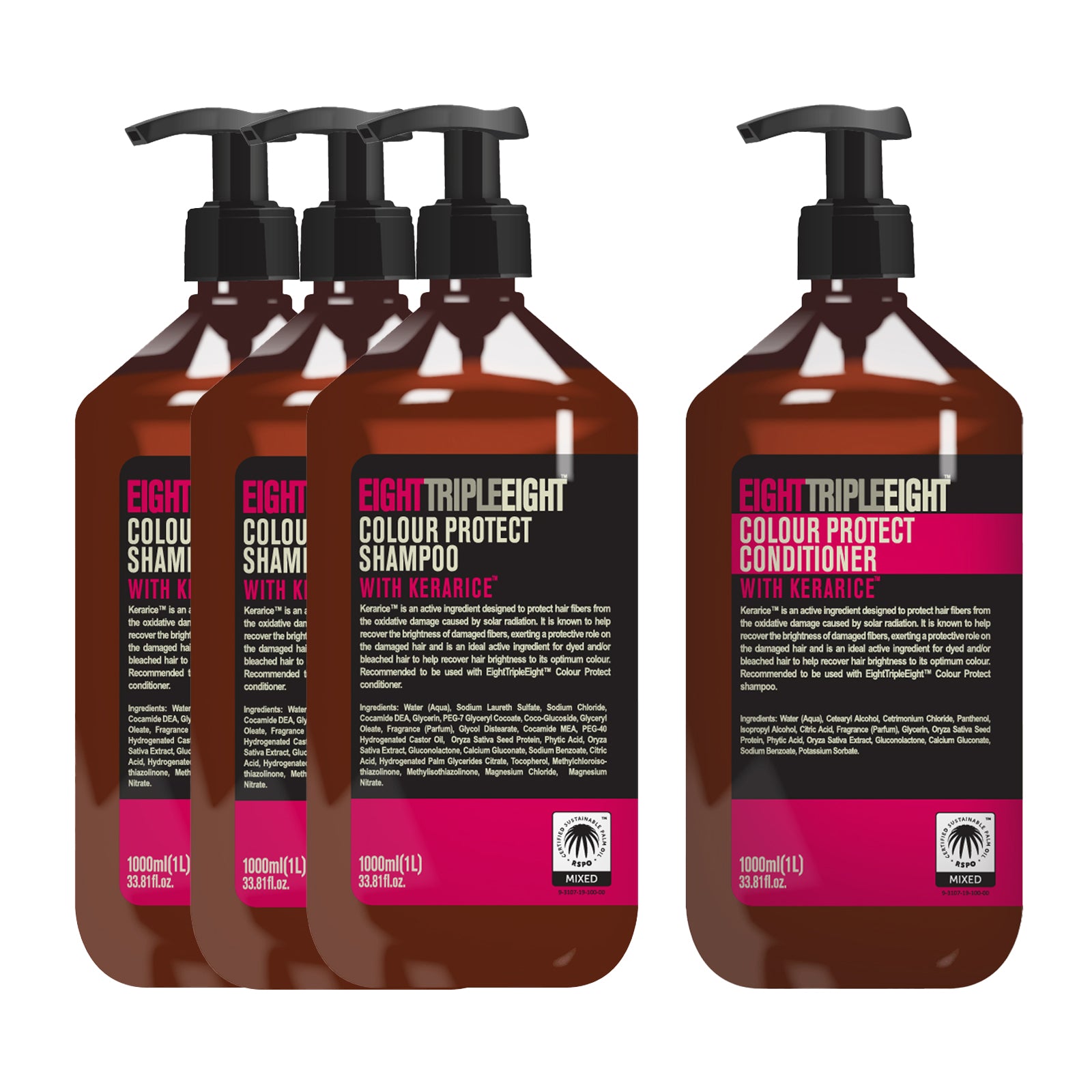 EightTripleEight Colour Protect With Kerarice Set 3x Shampoo & 1x Conditioner 1L