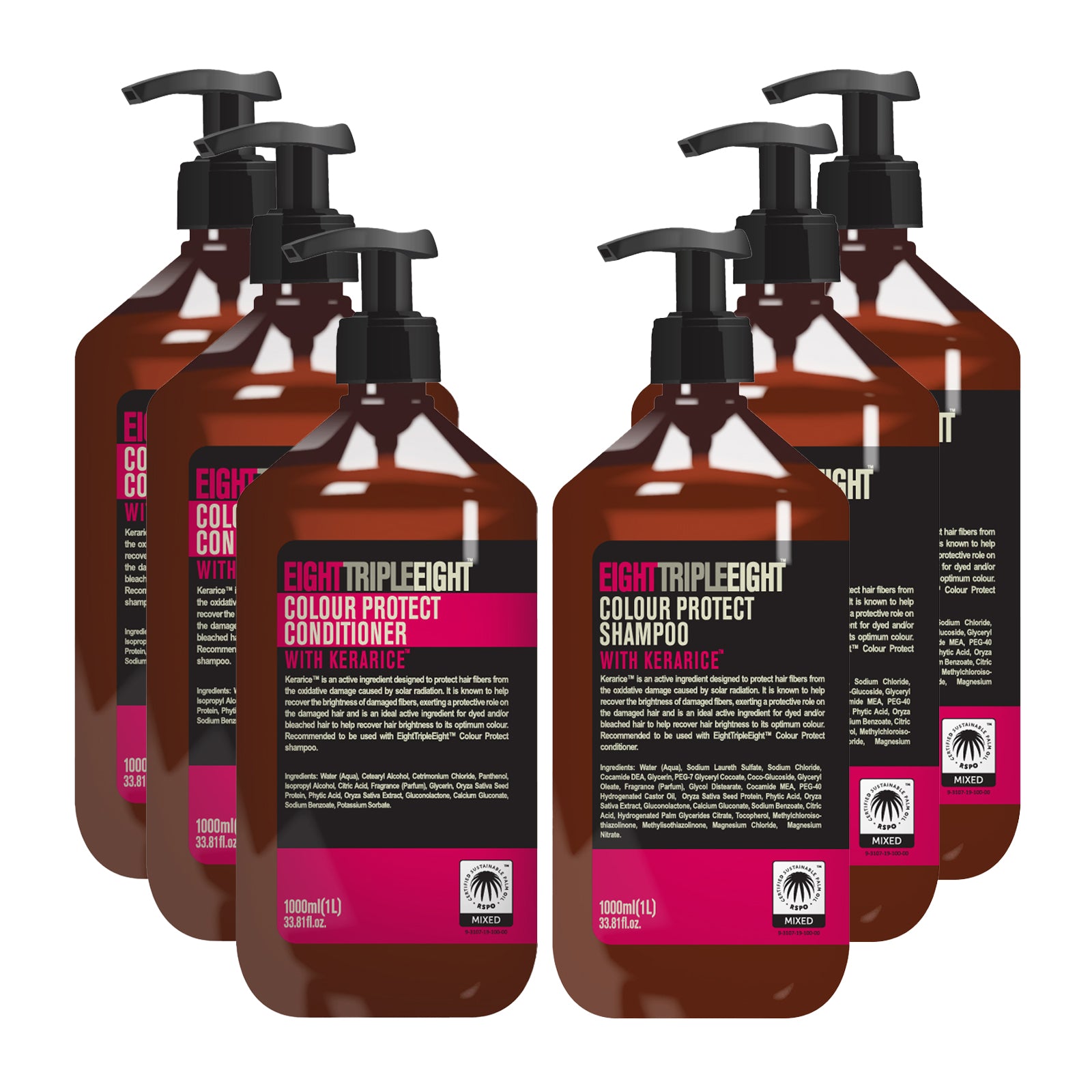 EightTripleEight Colour Protect With Kerarice Set 3x Shampoo & 3x Conditioner 1L