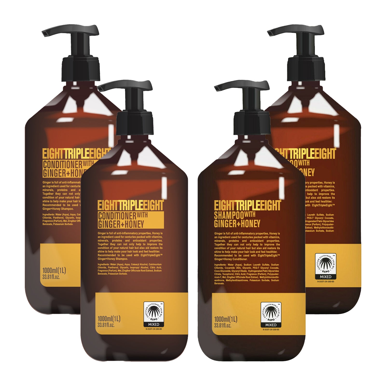 Eight Triple Eight Hair Care Pack of 4, Shampoo or Conditioner or Set, All Hair Types, Everyday Hair Care