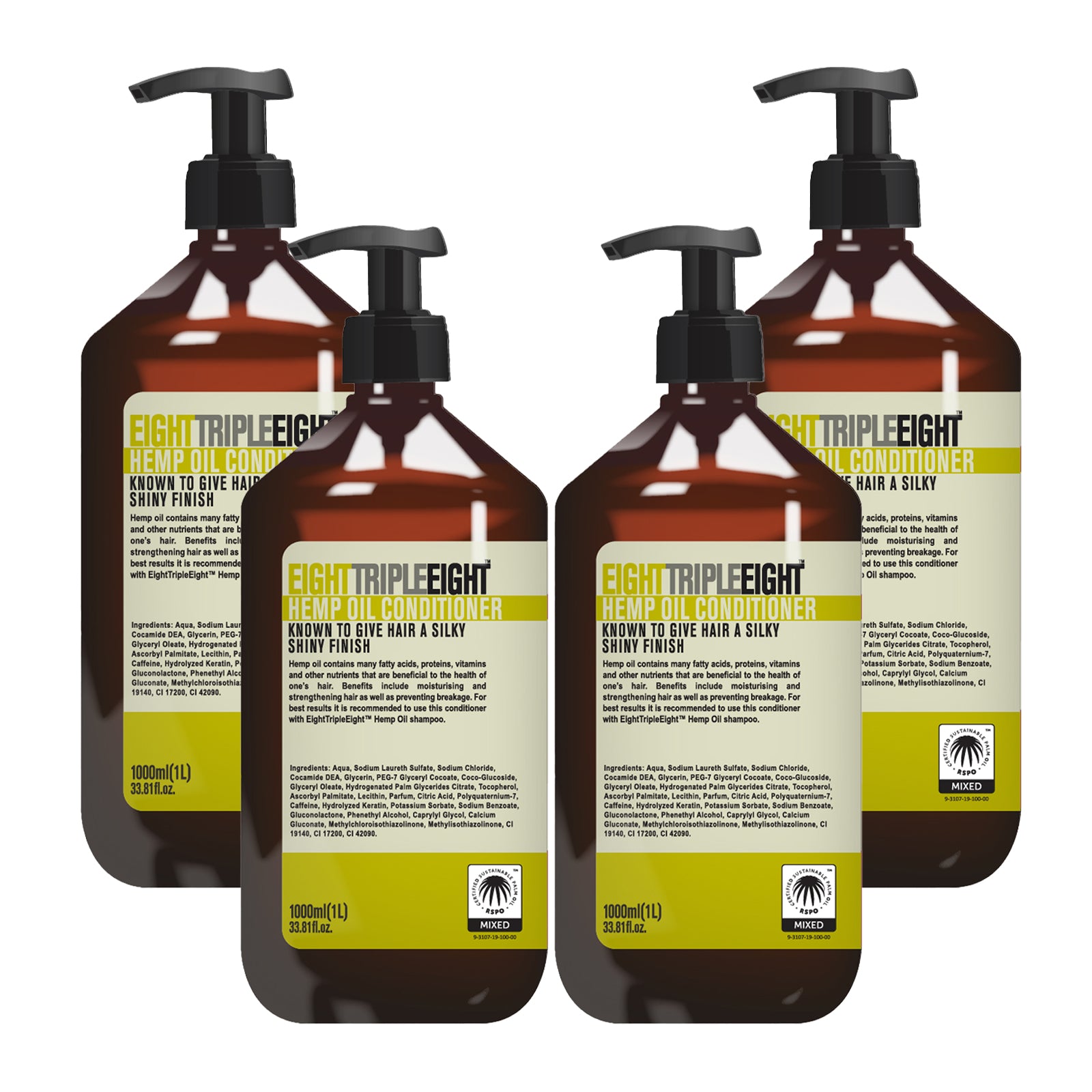 Eight Triple Eight Hair Care Pack of 4, Shampoo or Conditioner or Set, All Hair Types, Everyday Hair Care