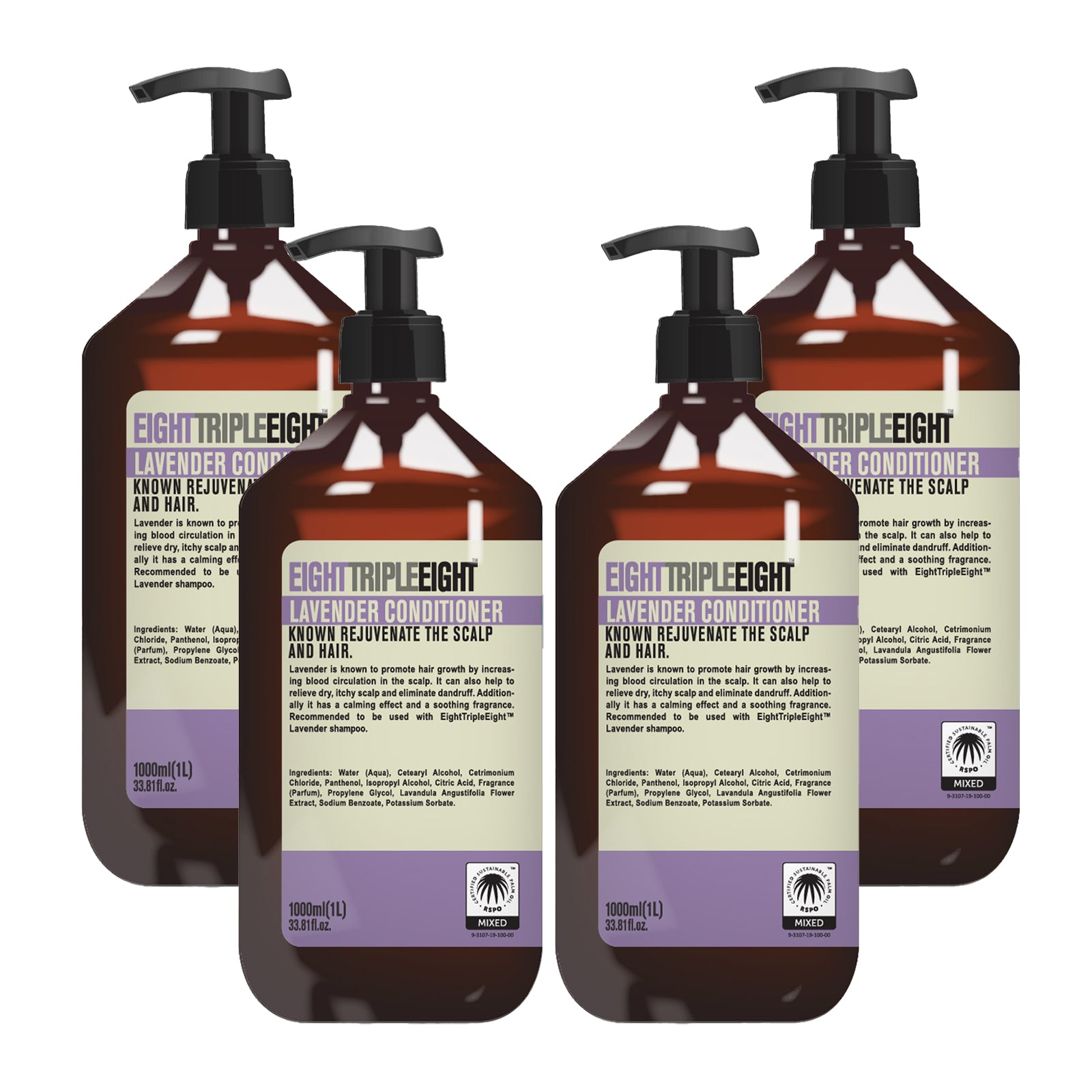 Eight Triple Eight Hair Care Pack of 4, Shampoo or Conditioner or Set, All Hair Types, Everyday Hair Care