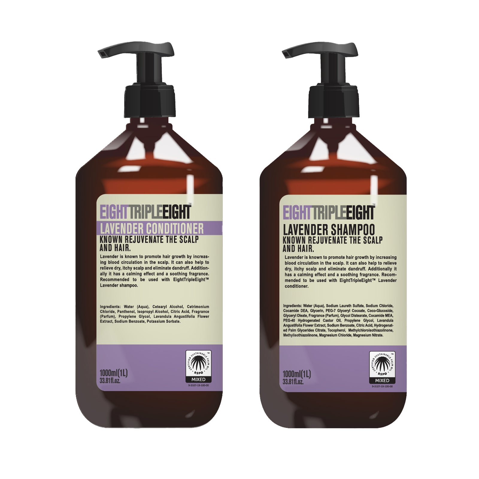 EightTripleEight For Dry, Itchy Scalp Lavender - 1L Shampoo & 1L Conditioner