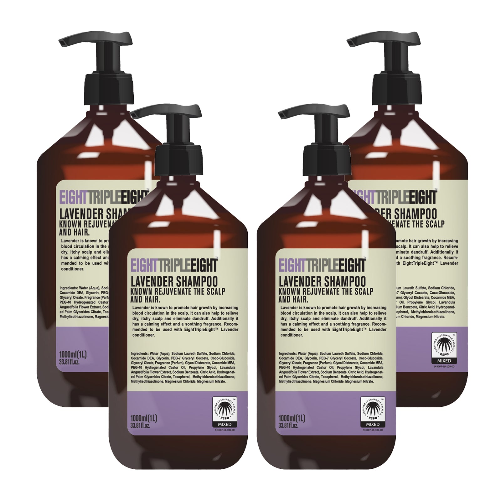 Eight Triple Eight Hair Care Pack of 4, Shampoo or Conditioner or Set, All Hair Types, Everyday Hair Care